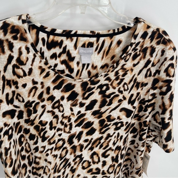 CHICO'S Womens Animal Print Top Leopard Short Sleeve Stretch NWT Size 4 (2X) - Picture 3 of 11